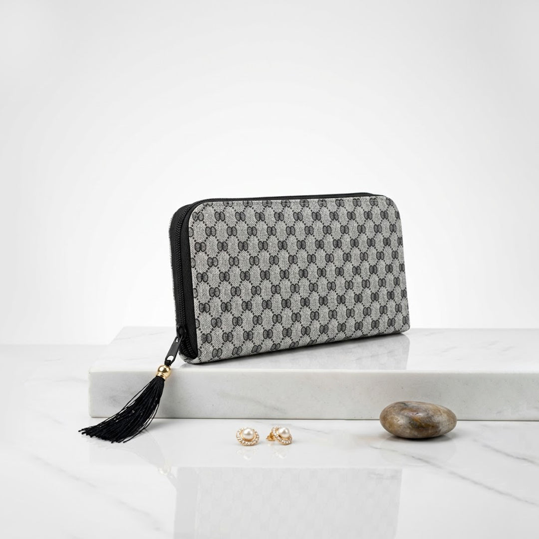 Luxe Monogram Tassel Zip Wallet