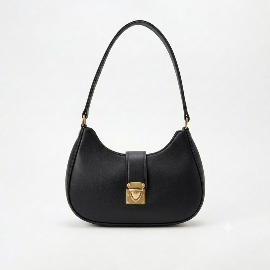 Half-Moon Curved Black Bag