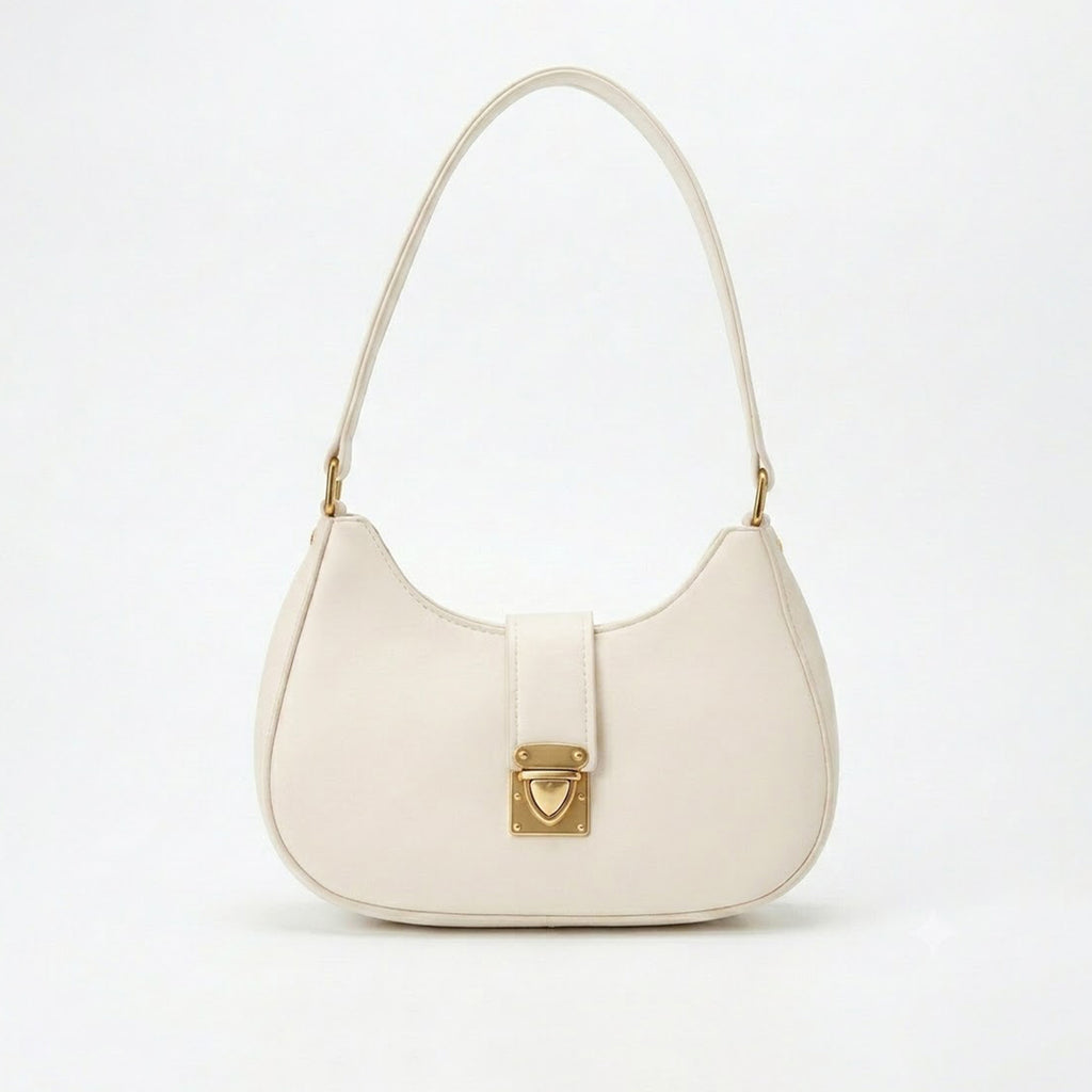 Half-Moon Curved White Bag
