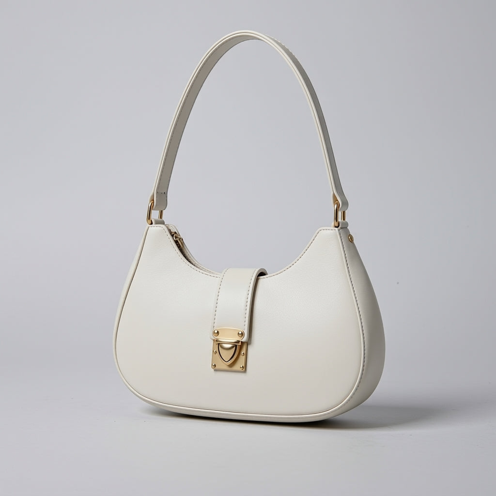 Half-Moon Curved White Bag